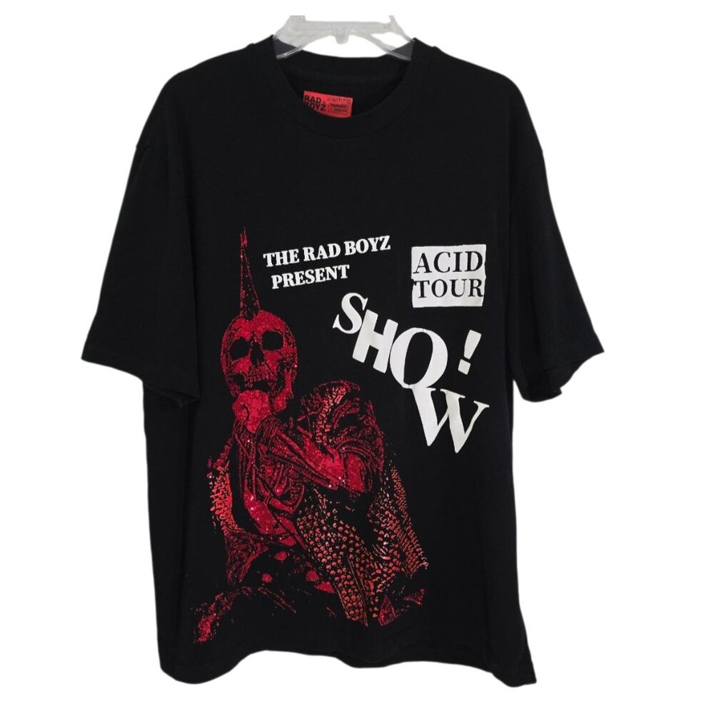 Rad Boyz Mens Black Acid Tour Graphic‎ Print T Shirt Short Sleeve Cotton Size XL
